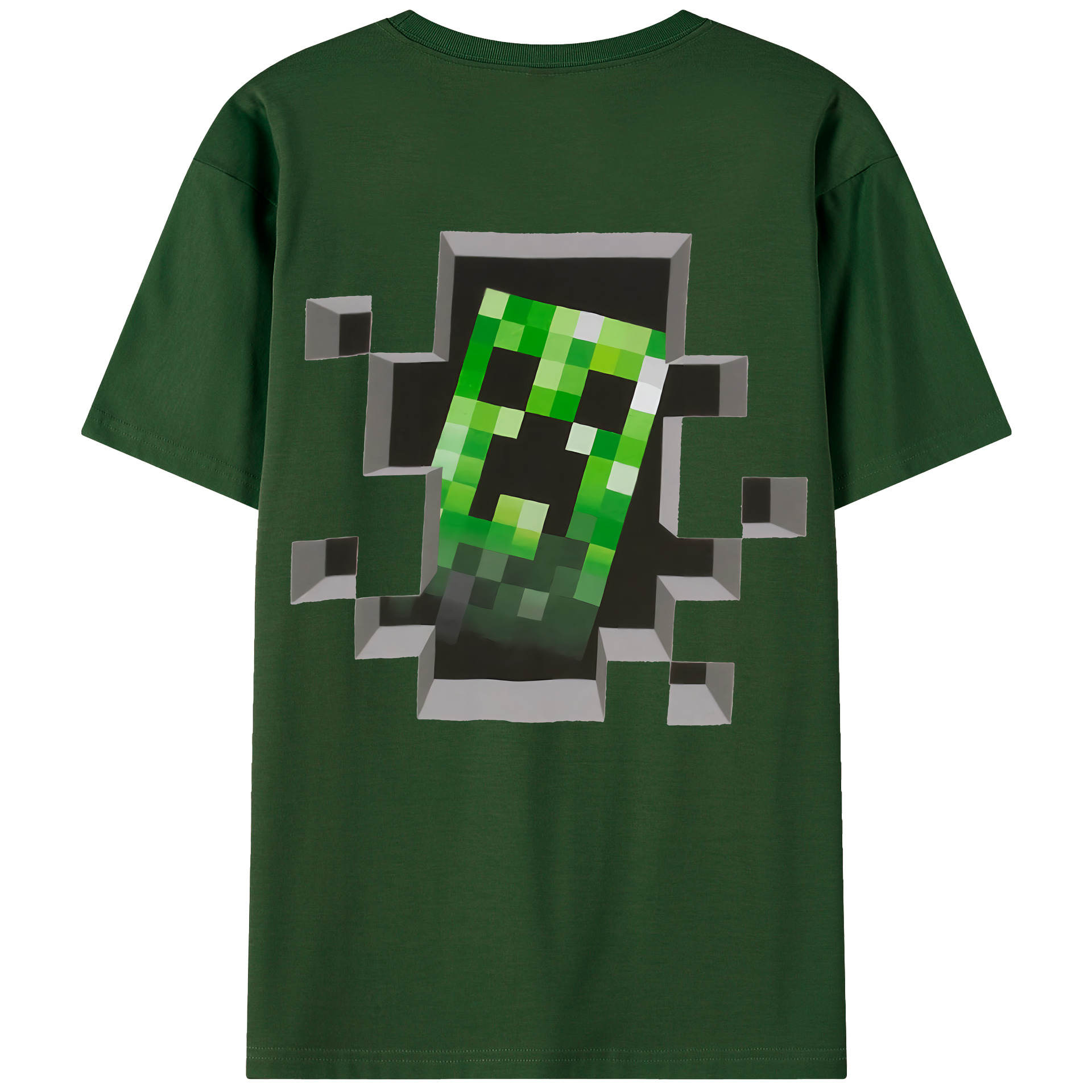 （画像用） マインクラフト ブロックの世界 Minecraft MC Block world 綿100％半袖Tシャツ（背面プリント）